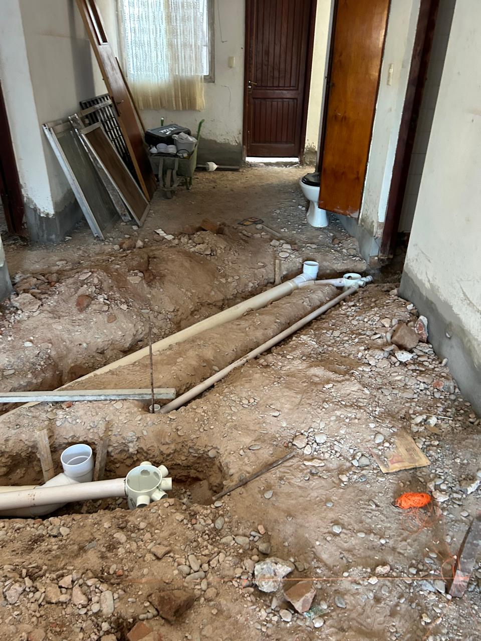 Plumbing before floor preparation