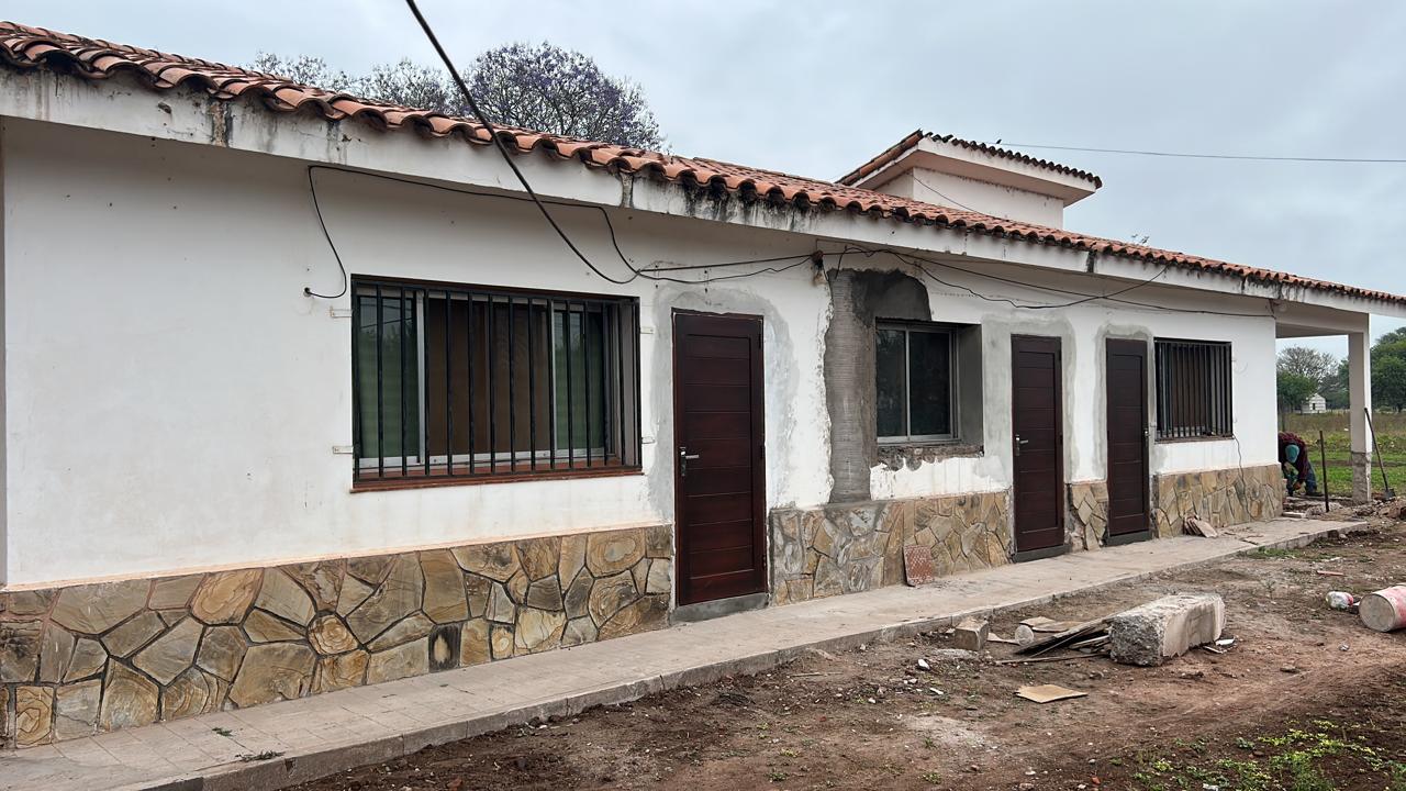 The facade and repairs around the doors and windows